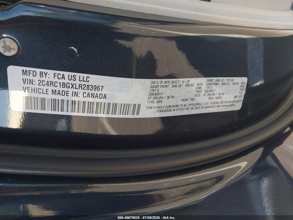 2C4RC1BGXLR283967 2020 CHRYSLER PACIFICA photo no. 9