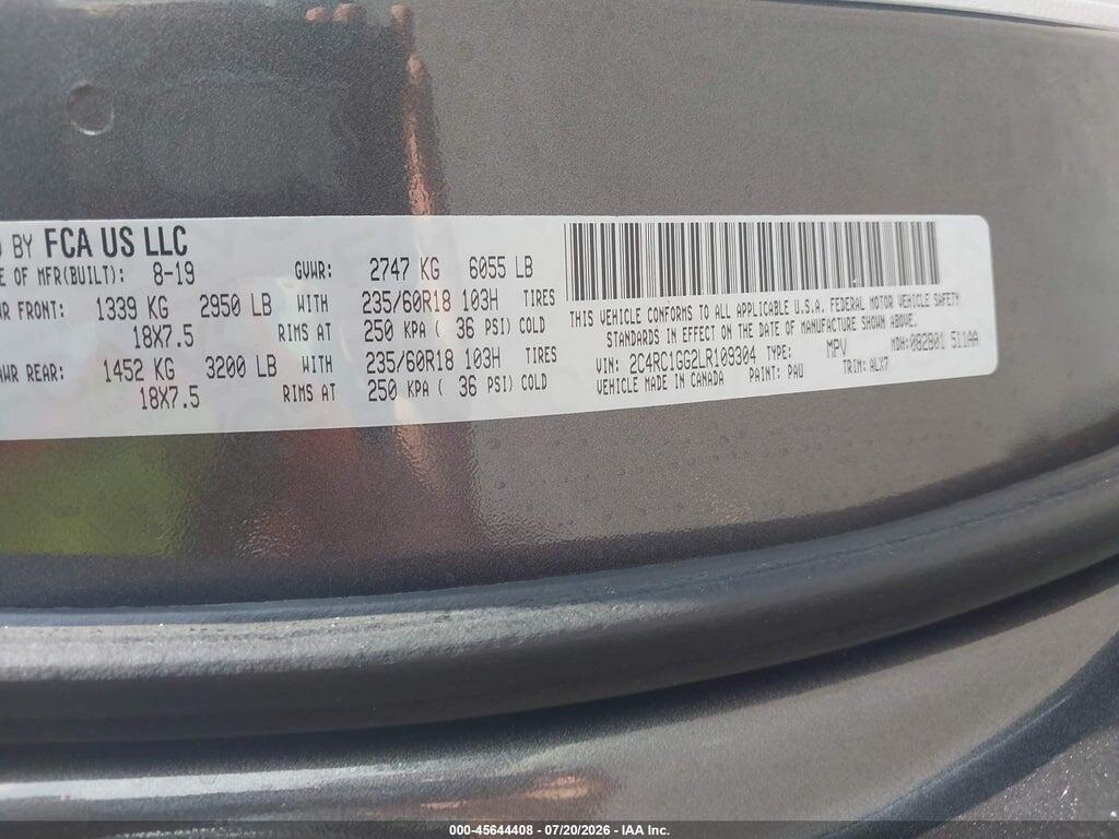 2C4RC1GG2LR109304 2020 CHRYSLER PACIFICA photo no. 9
