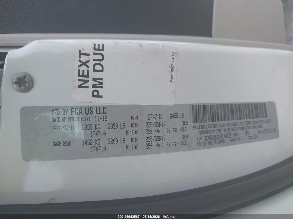 2C4RC1BG3LR140035 2020 CHRYSLER PACIFICA photo no. 9