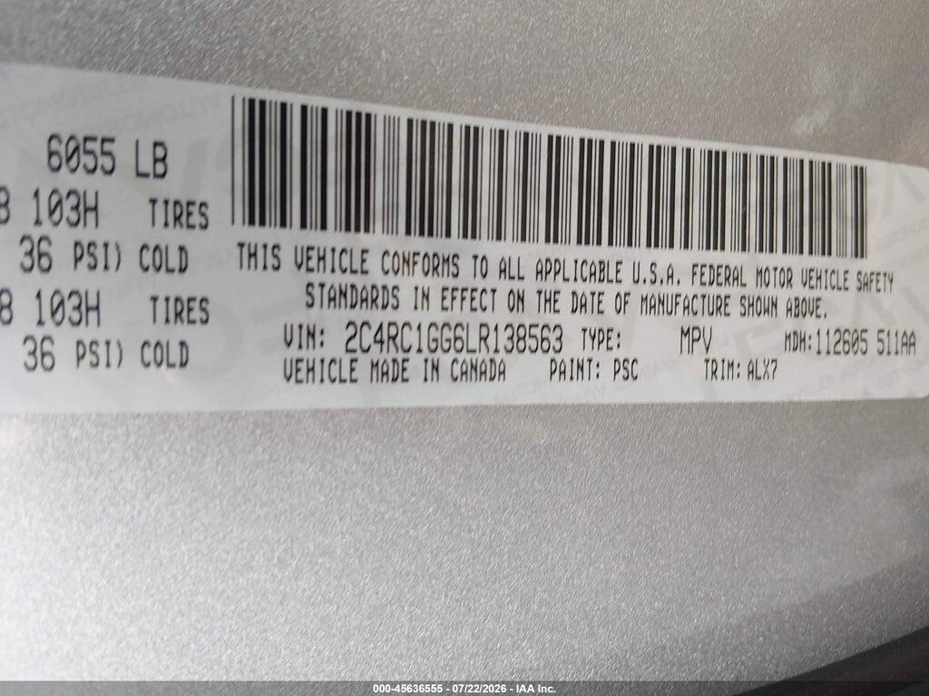 2C4RC1GG6LR138563 2020 CHRYSLER PACIFICA photo no. 9