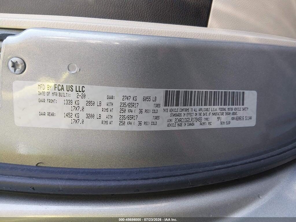 2C4RC1DG2LR172455 2020 CHRYSLER VOYAGER photo no. 9