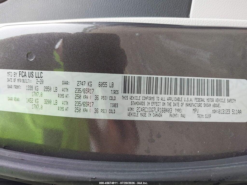 2C4RC1DG7LR168403 2020 CHRYSLER VOYAGER photo no. 9