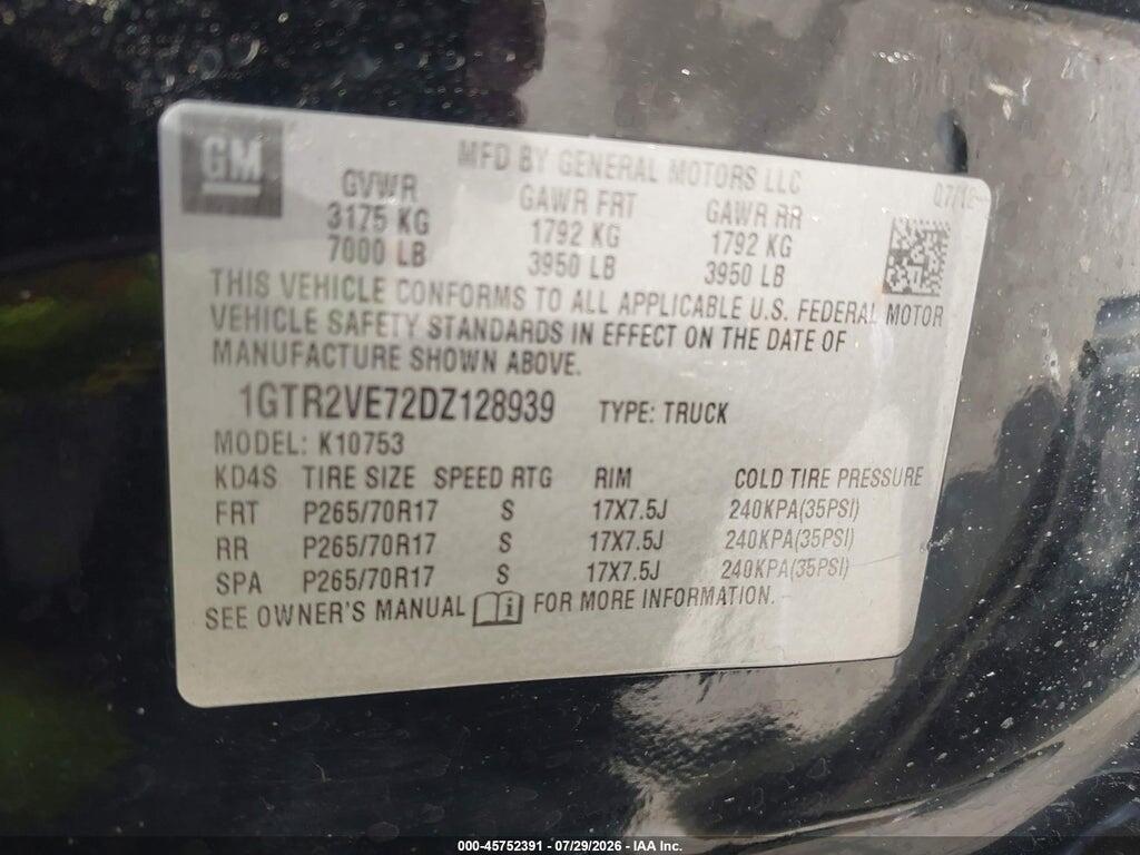 1GTR2VE72DZ128939 2013 GMC SIERRA 1500 photo no. 9