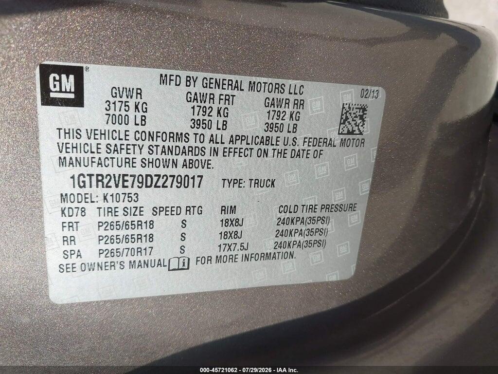 1GTR2VE79DZ279017 2013 GMC SIERRA 1500 photo no. 9