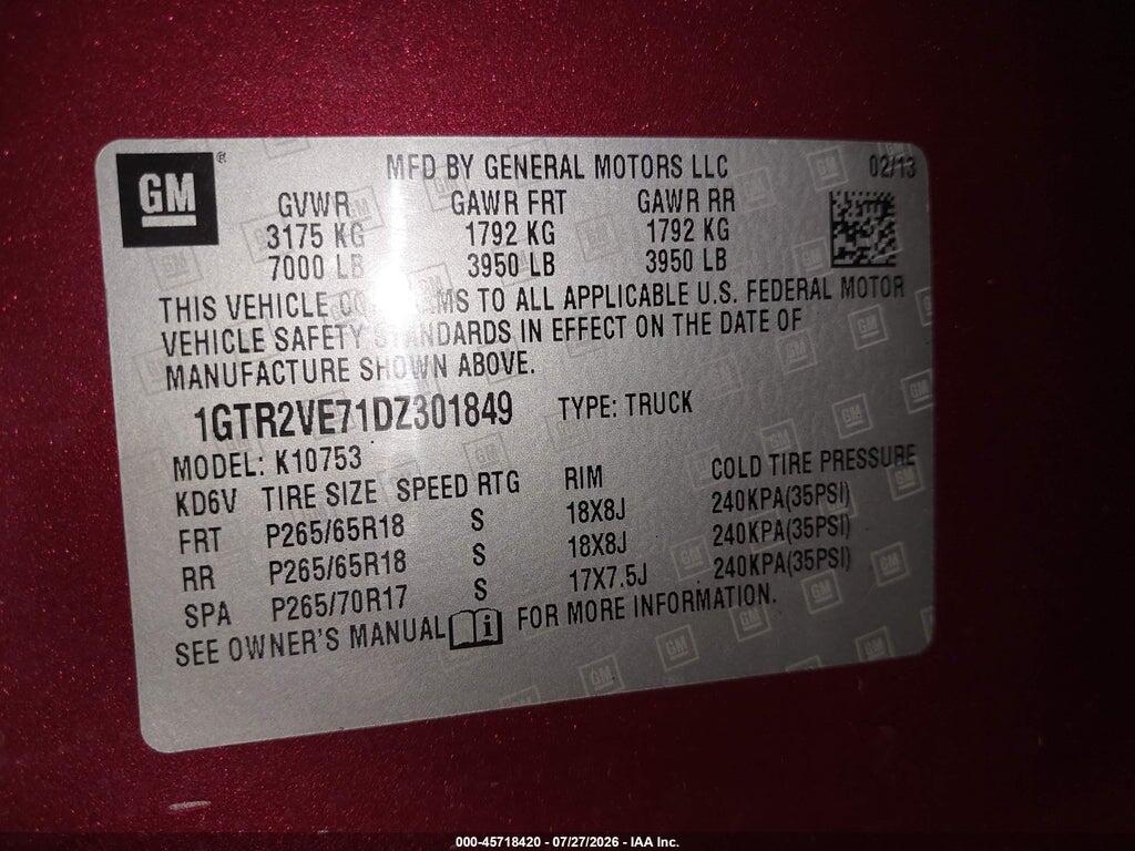 1GTR2VE71DZ301849 2013 GMC SIERRA 1500 photo no. 9