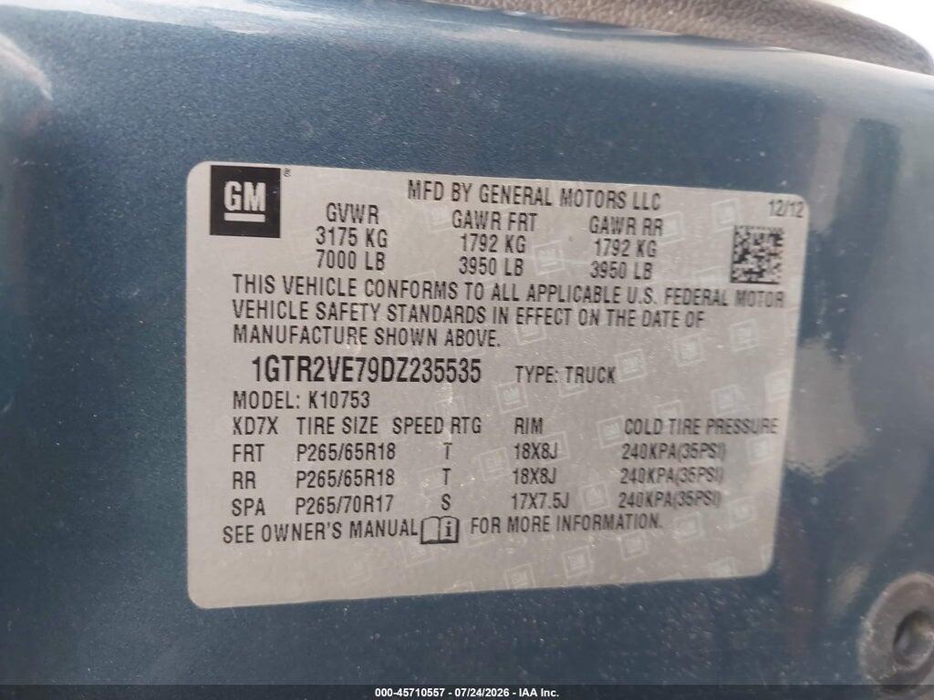 1GTR2VE79DZ235535 2013 GMC SIERRA 1500 photo no. 9