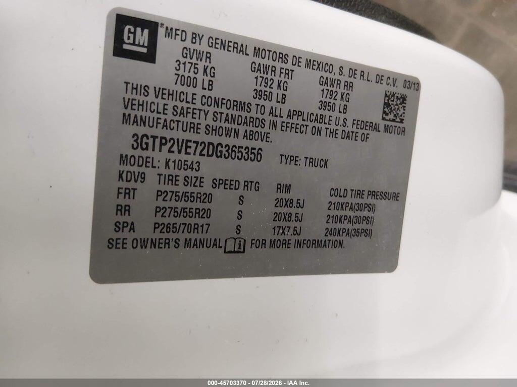 3GTP2VE72DG365356 2013 GMC SIERRA 1500 photo no. 9