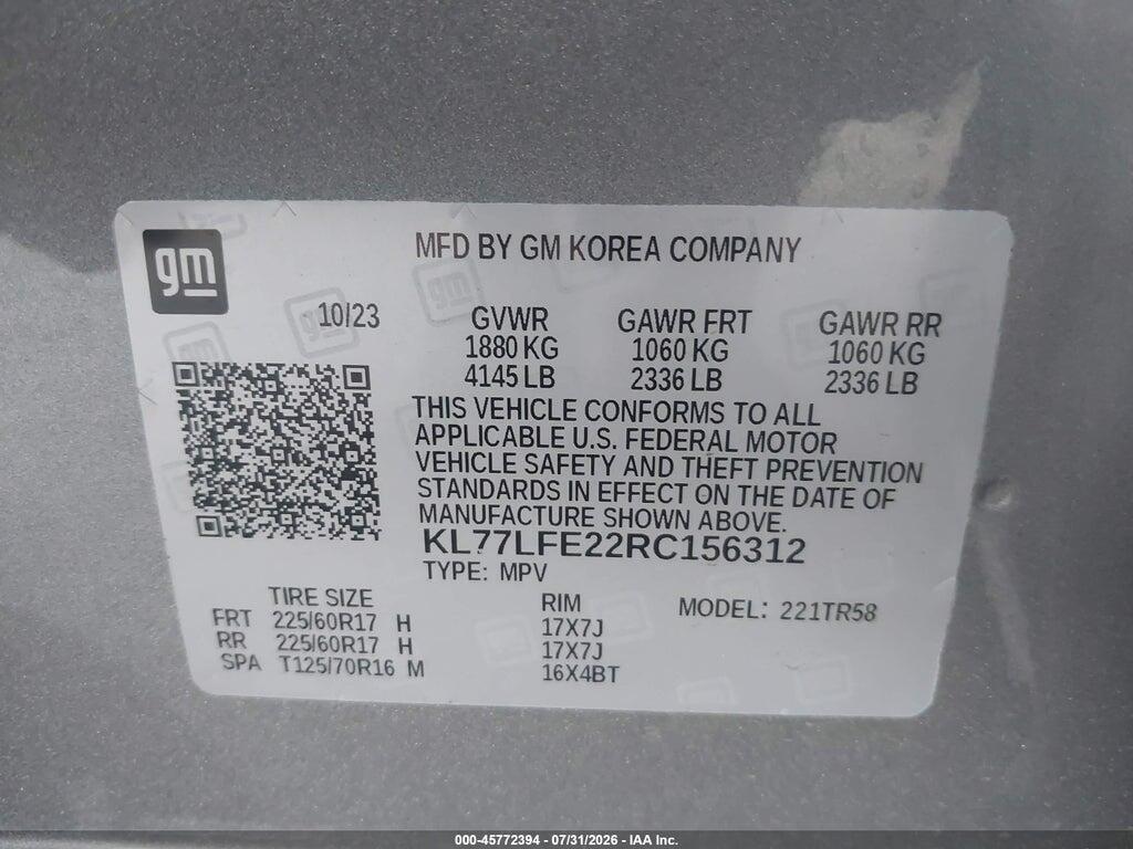 KL77LFE22RC156312 2024 CHEVROLET TRAX photo no. 9