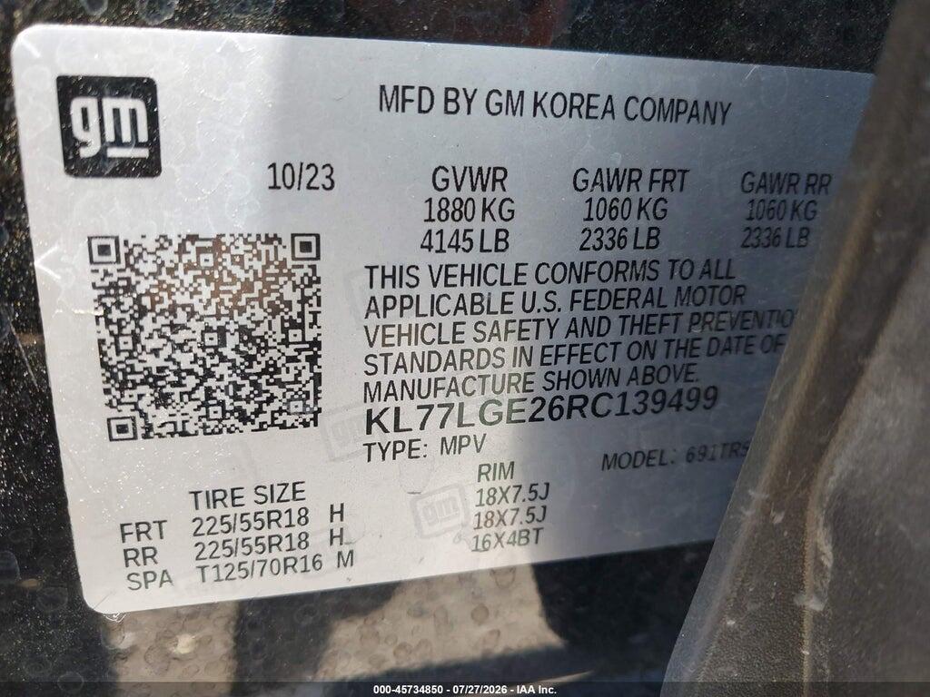 KL77LGE26RC139499 2024 CHEVROLET TRAX photo no. 9
