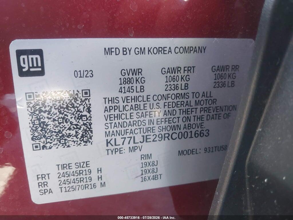 KL77LJE29RC001663 2024 CHEVROLET TRAX photo no. 9