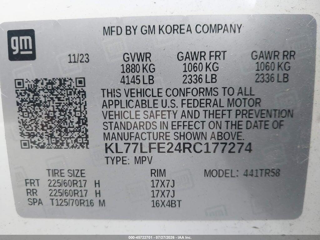 KL77LFE24RC177274 2024 CHEVROLET TRAX photo no. 9