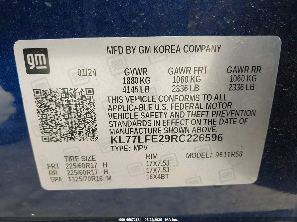 KL77LFE29RC226596 2024 CHEVROLET TRAX photo no. 9