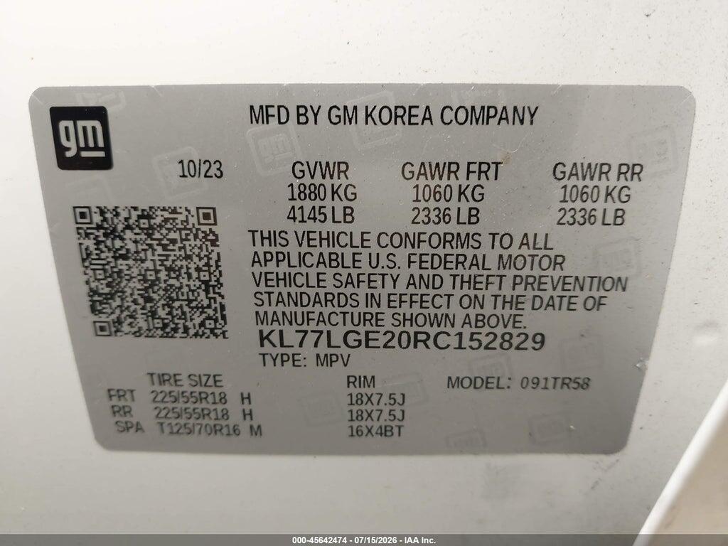 KL77LGE20RC152829 2024 CHEVROLET TRAX photo no. 9