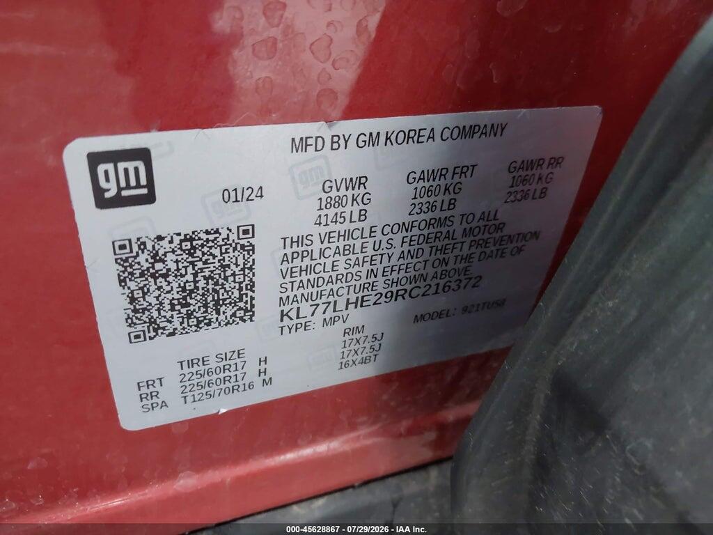 KL77LHE29RC216372 2024 CHEVROLET TRAX photo no. 9