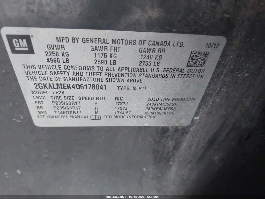 2GKALMEK4D6178041 2013 GMC TERRAIN photo no. 9