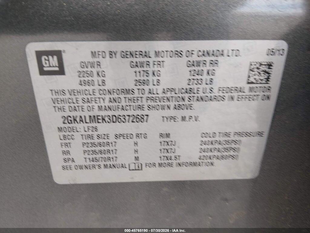 2GKALMEK3D6372687 2013 GMC TERRAIN photo no. 9