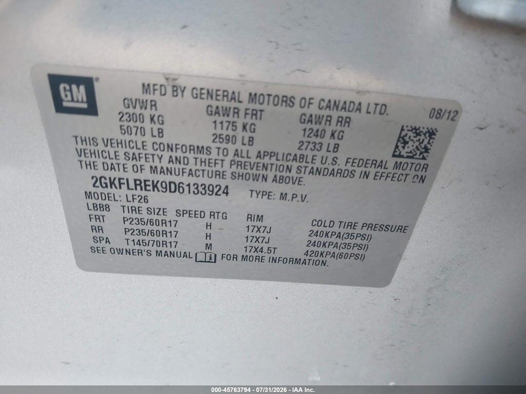 2GKFLREK9D6133924 2013 GMC TERRAIN photo no. 9