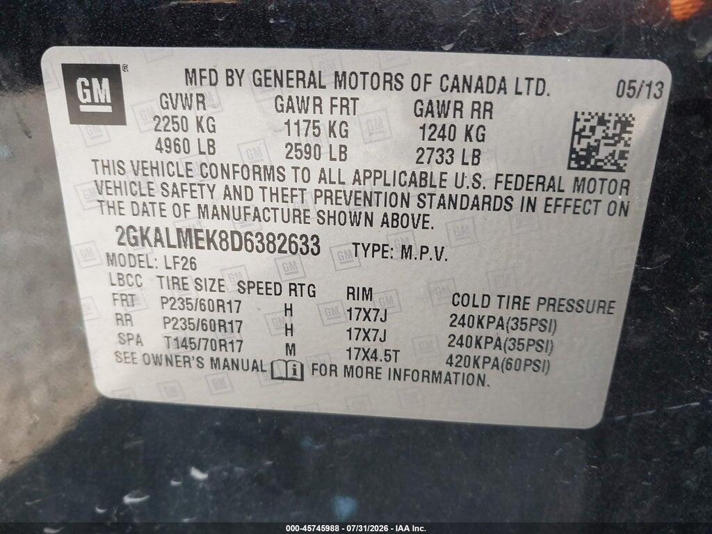 2GKALMEK8D6382633 2013 GMC TERRAIN photo no. 9
