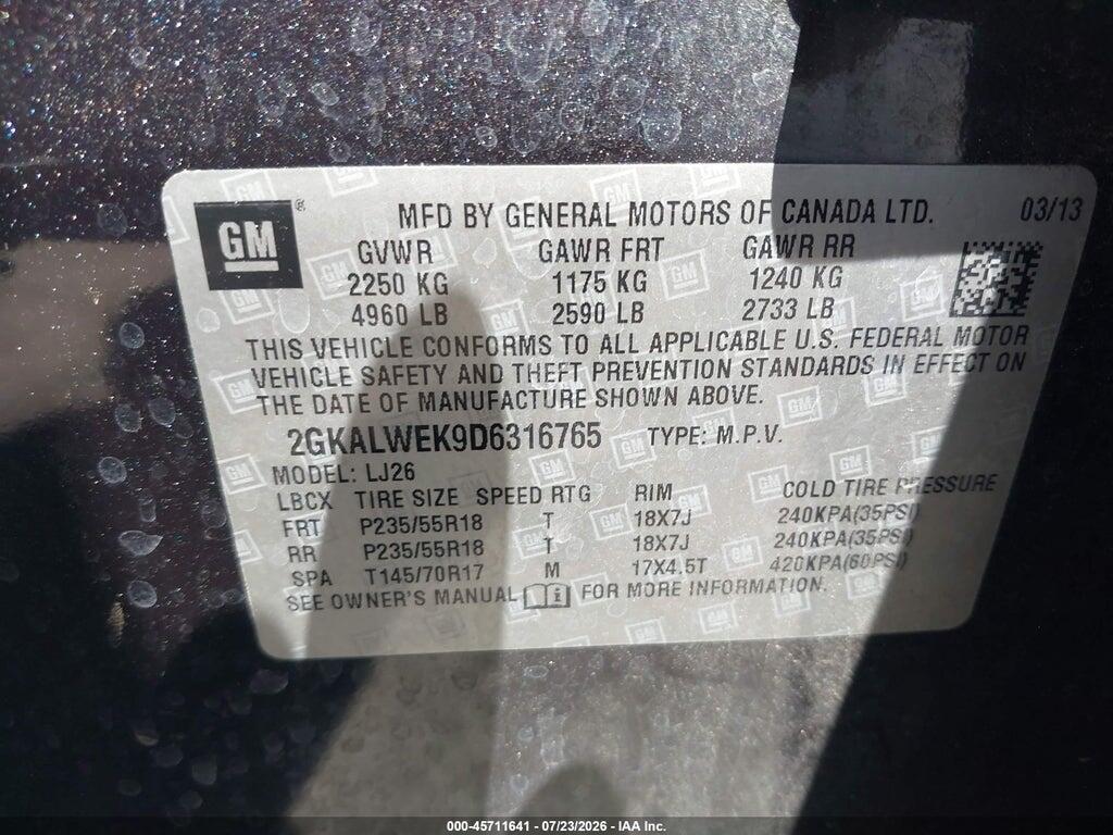 2GKALWEK9D6316765 2013 GMC TERRAIN photo no. 9