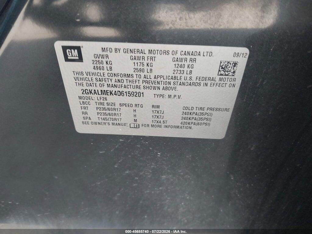 2GKALMEK4D6159201 2013 GMC TERRAIN photo no. 9