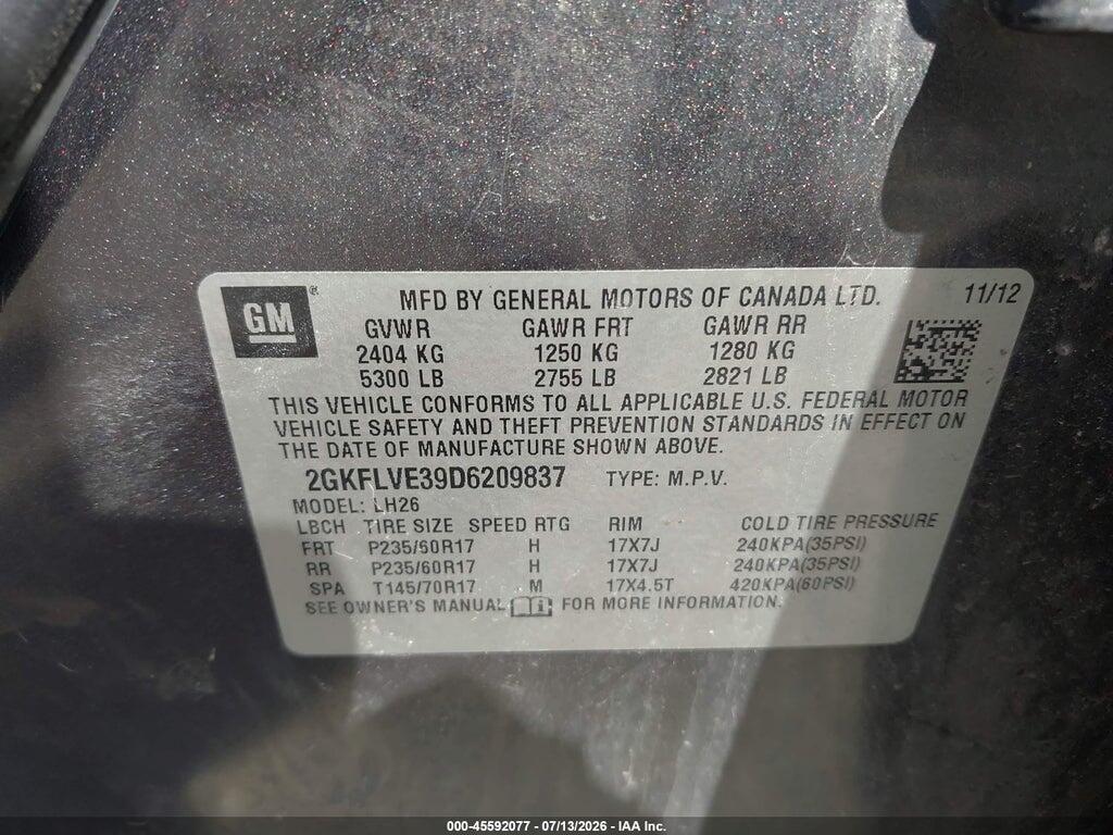 2GKFLVE39D6209837 2013 GMC TERRAIN photo no. 9