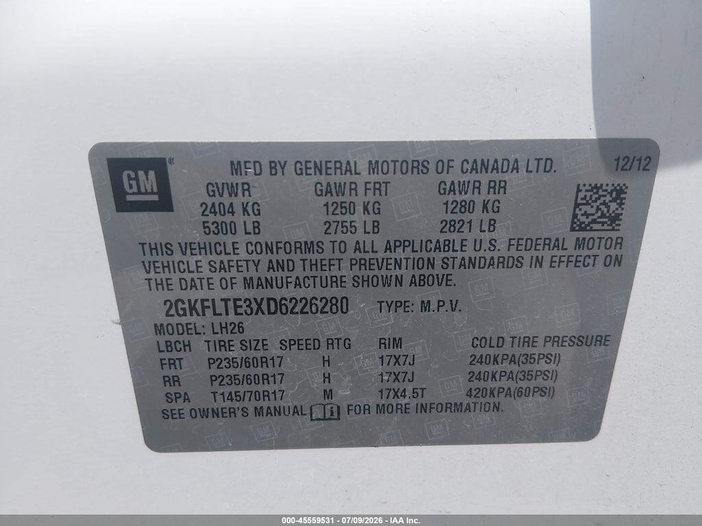 2GKFLTE3XD6226280 2013 GMC TERRAIN photo no. 9