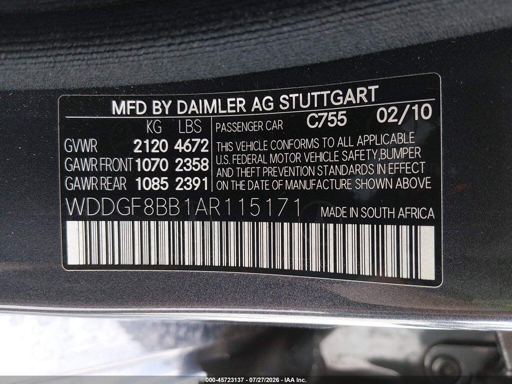 WDDGF8BB1AR115171 2010 MERCEDES-BENZ C 300 photo no. 9