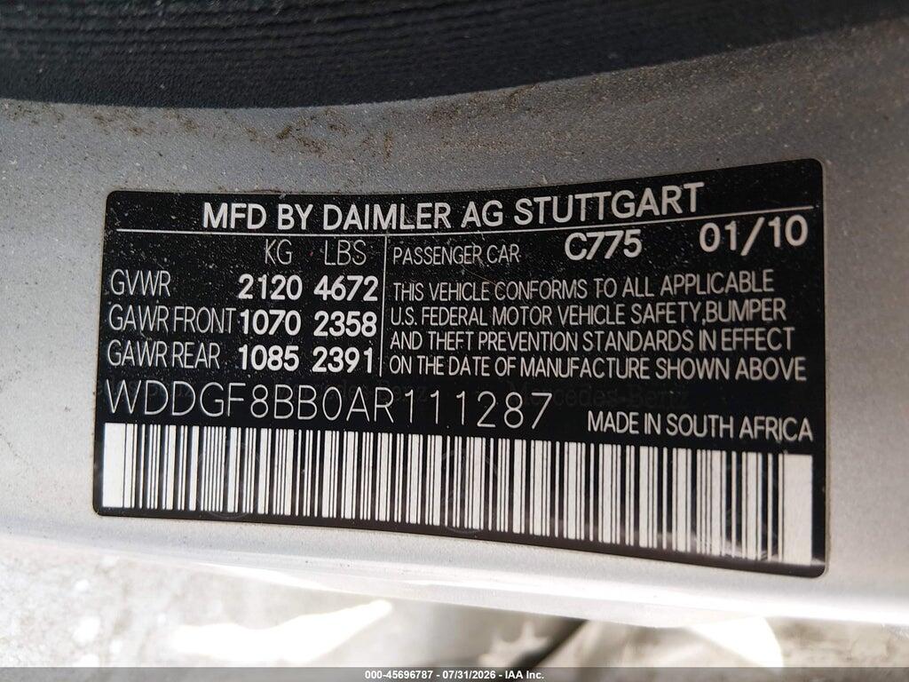 WDDGF8BB0AR111287 2010 MERCEDES-BENZ C 300 photo no. 9
