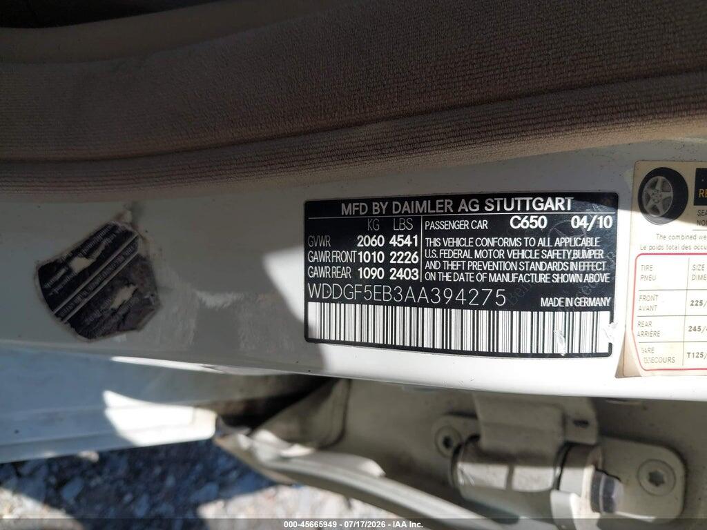 WDDGF5EB3AA394275 2010 MERCEDES-BENZ C 300 photo no. 9