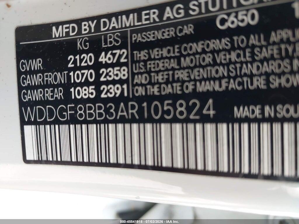 WDDGF8BB3AR105824 2010 MERCEDES-BENZ C 300 photo no. 9