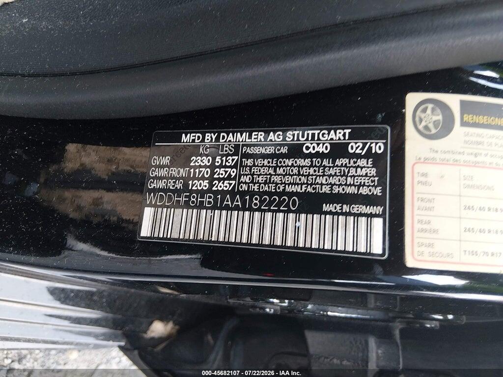 WDDHF8HB1AA182220 2010 MERCEDES-BENZ E 350 photo no. 9