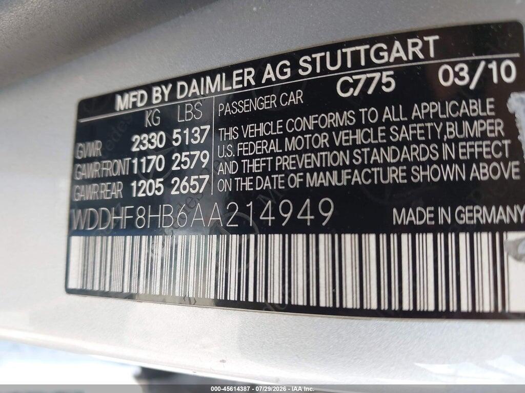 WDDHF8HB6AA214949 2010 MERCEDES-BENZ E 350 photo no. 9