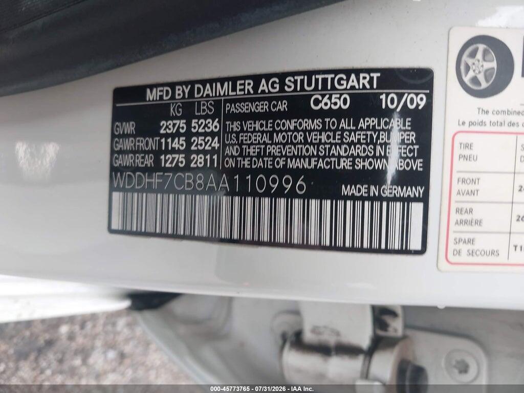 WDDHF7CB8AA110996 2010 MERCEDES-BENZ E 550 photo no. 9
