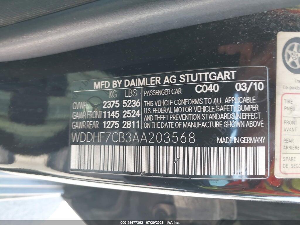 WDDHF7CB3AA203568 2010 MERCEDES-BENZ E 550 photo no. 9
