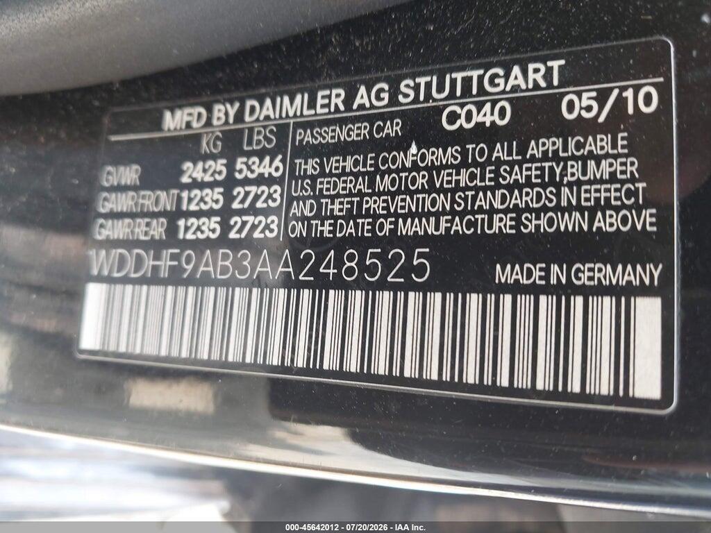 WDDHF9AB3AA248525 2010 MERCEDES-BENZ E 550 photo no. 9