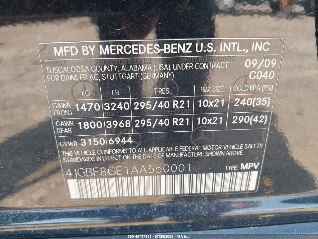 4JGBF8GE1AA550001 2010 MERCEDES-BENZ GL 550 photo no. 9