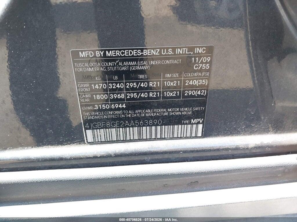 4JGBF8GE2AA563890 2010 MERCEDES-BENZ GL 550 photo no. 9