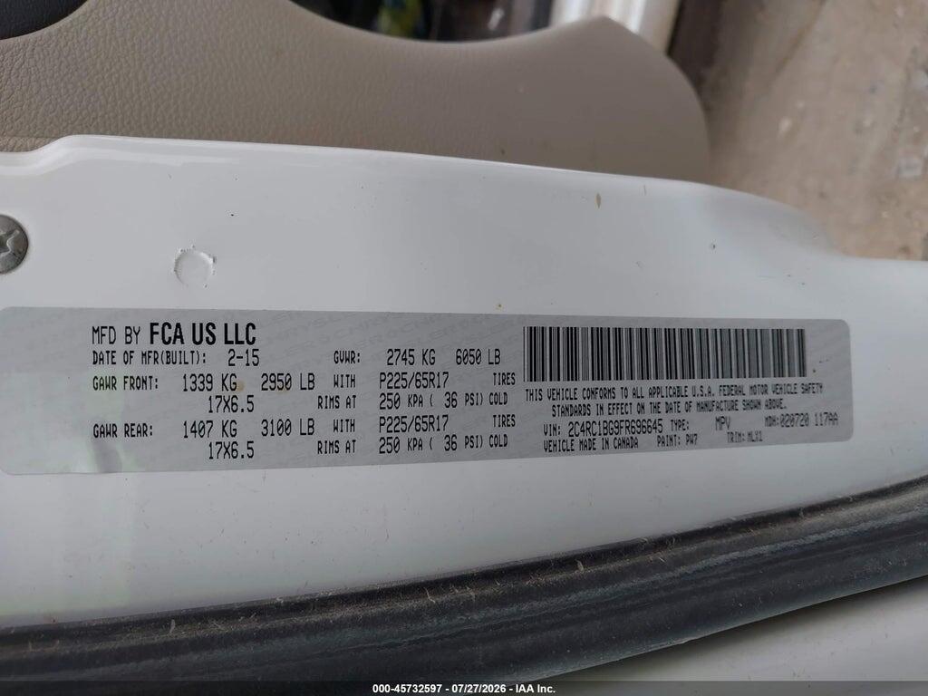 2C4RC1BG9FR696645 2015 CHRYSLER TOWN & COUNTRY photo no. 9
