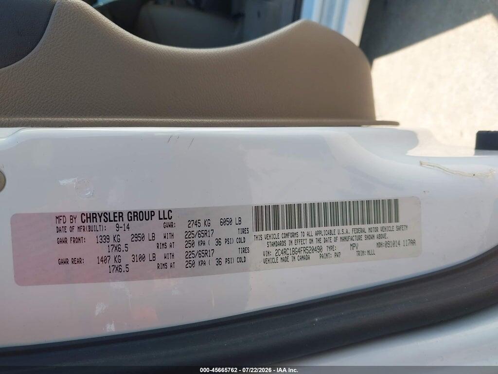 2C4RC1BG4FR520490 2015 CHRYSLER TOWN & COUNTRY photo no. 9