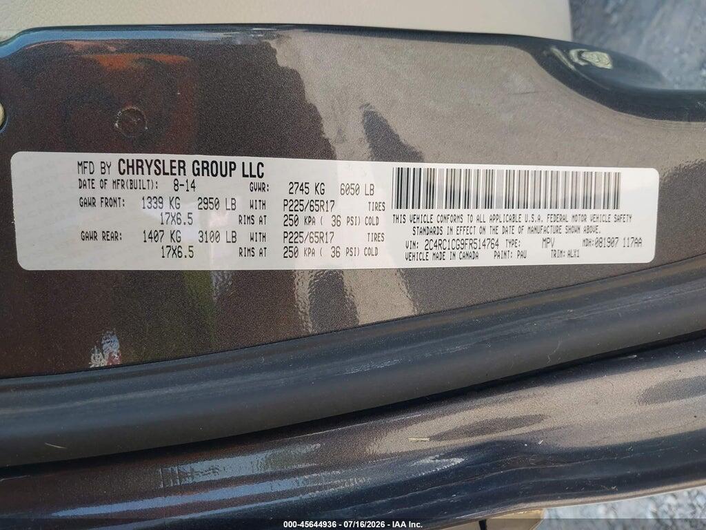 2C4RC1CG9FR514764 2015 CHRYSLER TOWN & COUNTRY photo no. 9