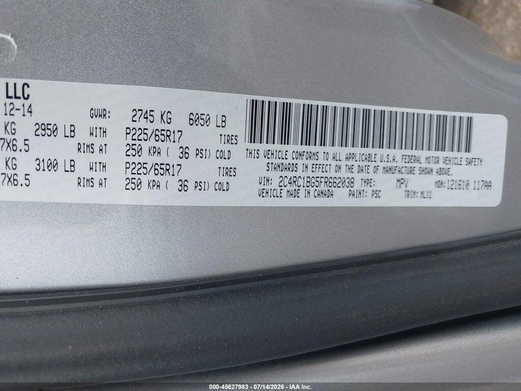 2C4RC1BG5FR662038 2015 CHRYSLER TOWN & COUNTRY photo no. 9