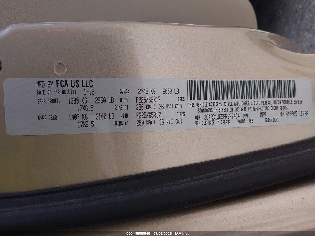 2C4RC1JG5FR677494 2015 CHRYSLER TOWN & COUNTRY photo no. 9