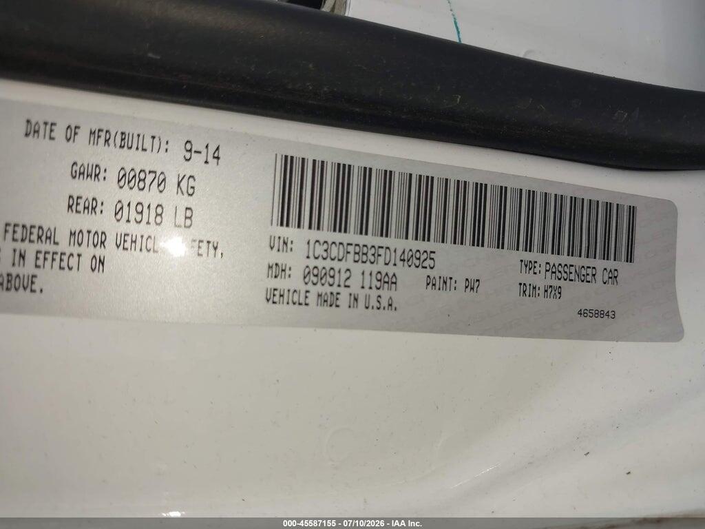 1C3CDFBB3FD140925 2015 DODGE DART photo no. 9