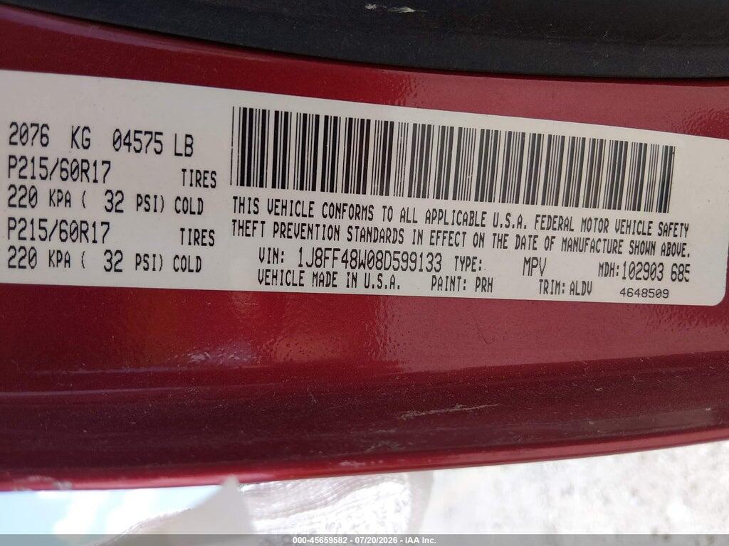 1J8FF48W08D599133 2008 JEEP PATRIOT photo no. 9