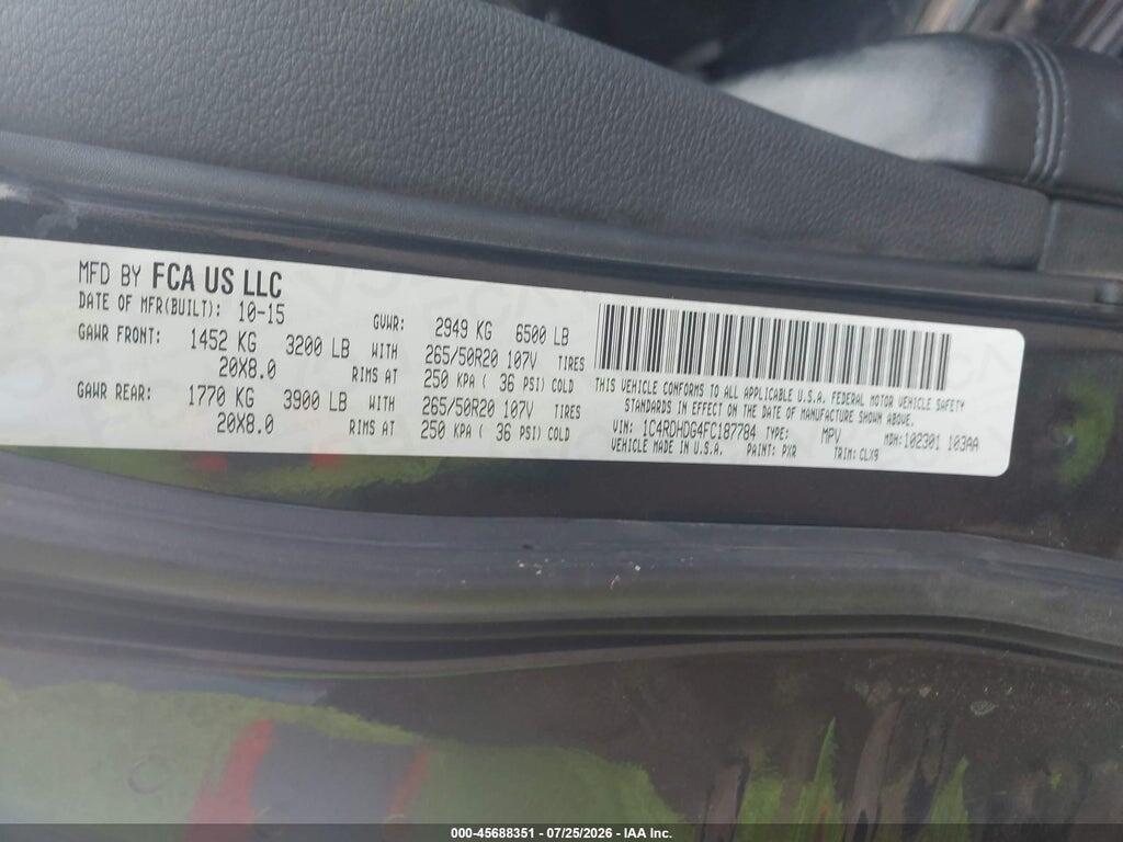 1C4RDHDG4FC187784 2015 DODGE DURANGO photo no. 9