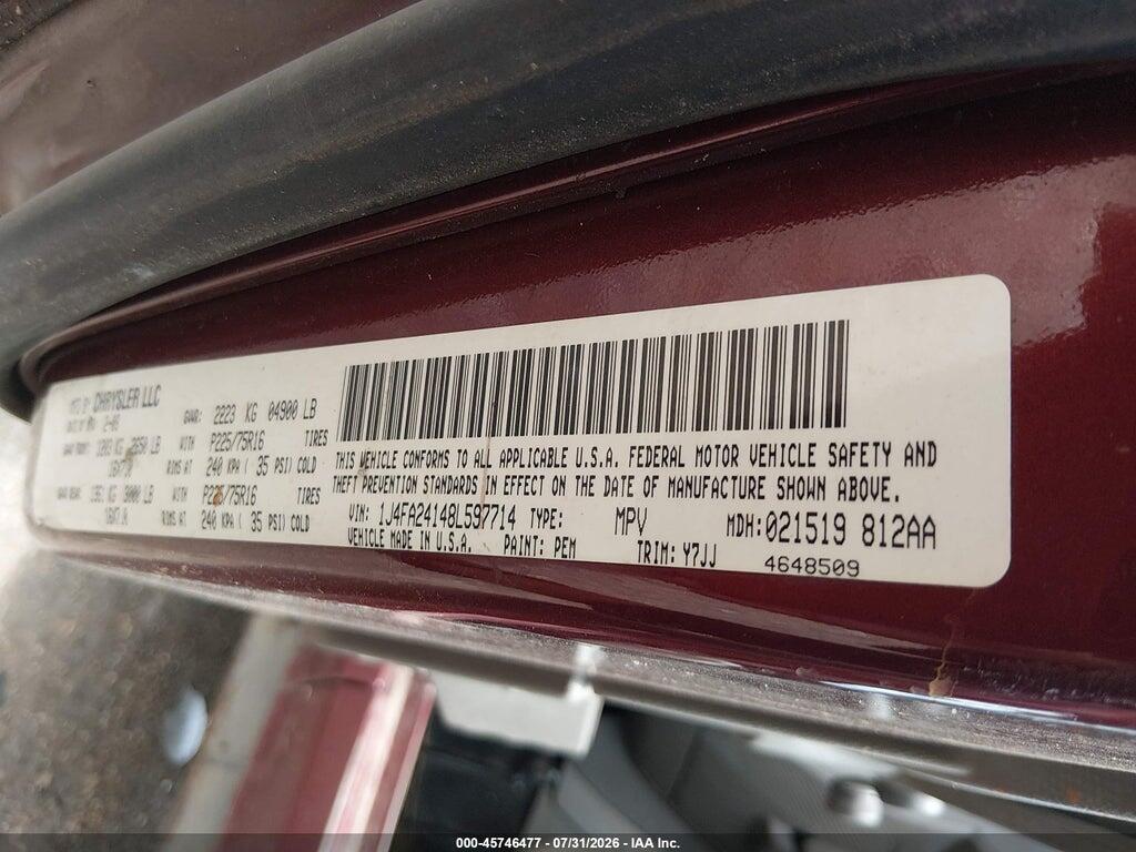 1J4FA24148L597714 2008 JEEP WRANGLER photo no. 9