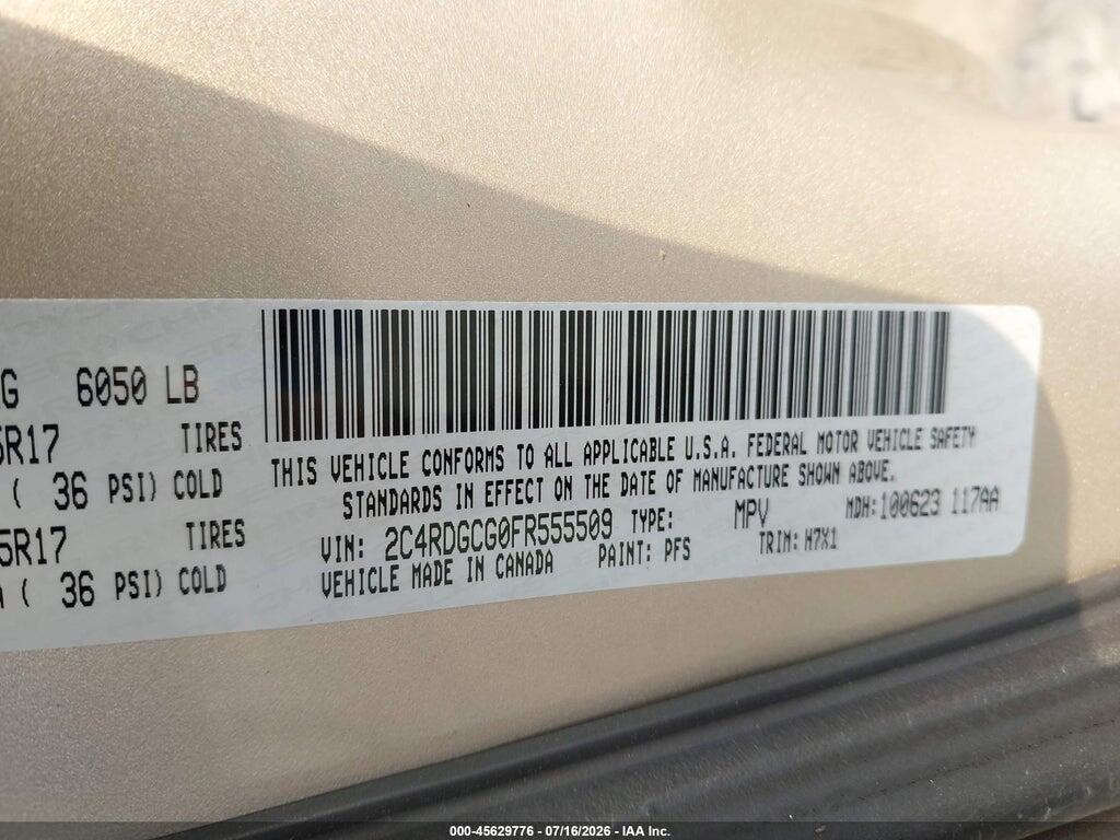 2C4RDGCG0FR555509 2015 DODGE GRAND CARAVAN photo no. 9