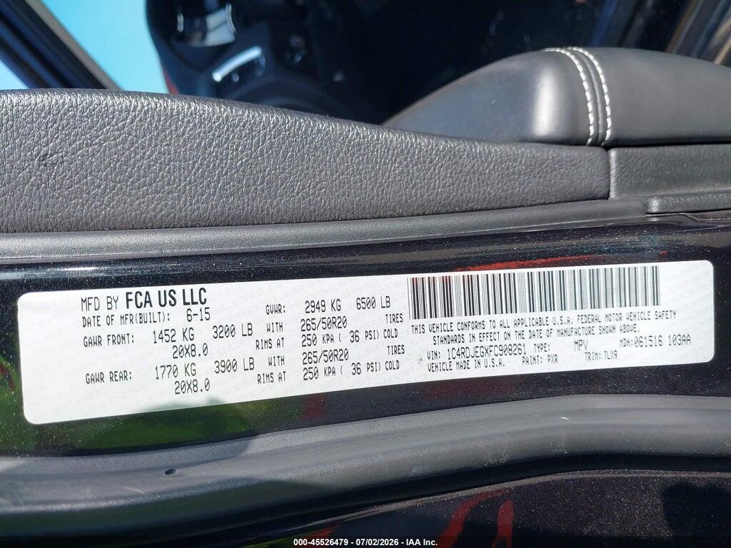 1C4RDJEGXFC908261 2015 DODGE DURANGO photo no. 9