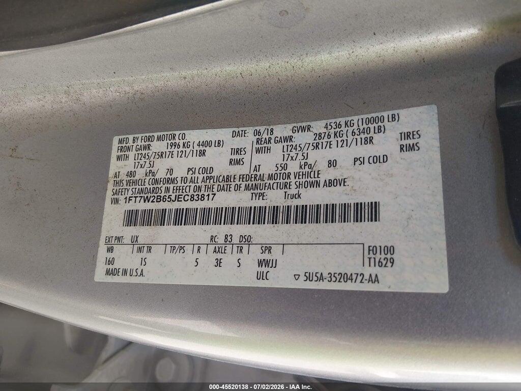 1FT7W2B65JEC83817 2018 FORD F-250 photo no. 9