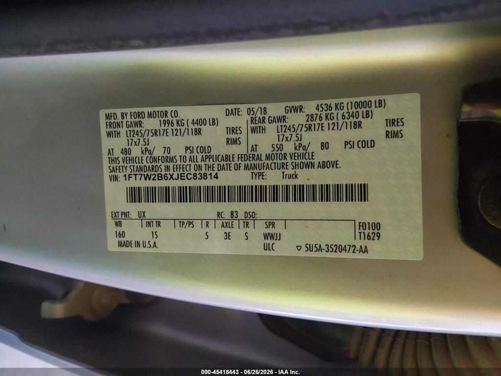 1FT7W2B6XJEC83814 2018 FORD F-250 photo no. 9